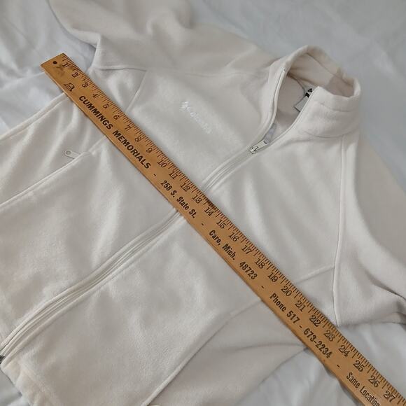Columbia Women's Med Full=Zip Raglan=Sleeved Cream Polar Fleece Pockets Jacket - Picture 10 of 16